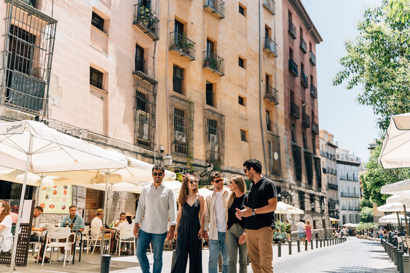 Madrid Tapas and Wine Tour with Optional Rooftop Drinks - Plaza Mayor and the streets of Las Letras