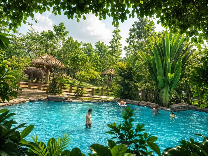 Maerim Elephant Sanctuary Experience in Chiang Mai - The jungle pool is part of the appeal