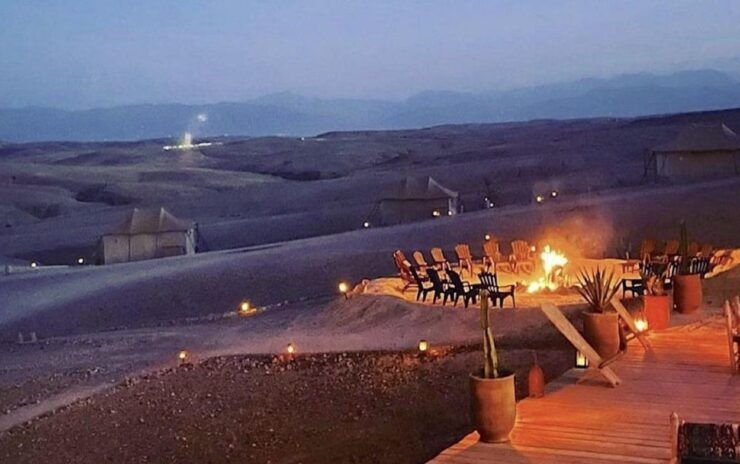 Magical Dinner in Marrakech Desert and Camel Ride at Sunset - Authentic Moroccan Dinner Setting