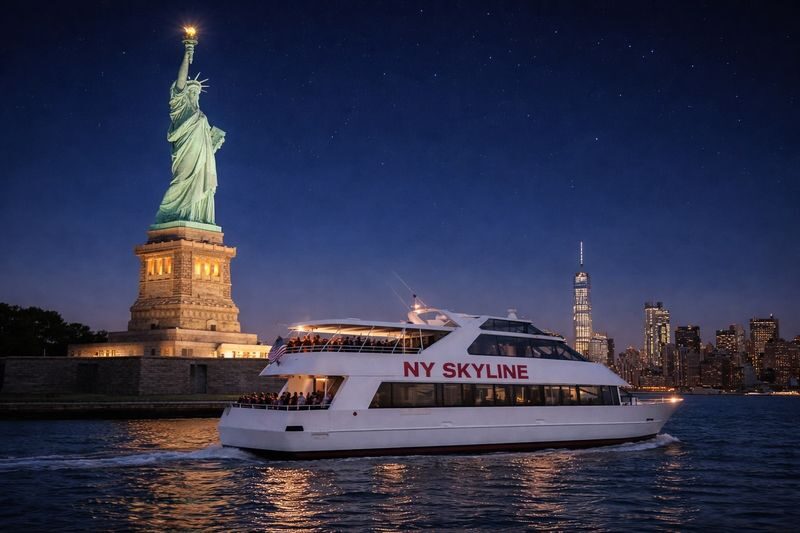 Manhattan Skyline and Statue of Liberty Night Cruise in New York - A one-hour window on the harbor