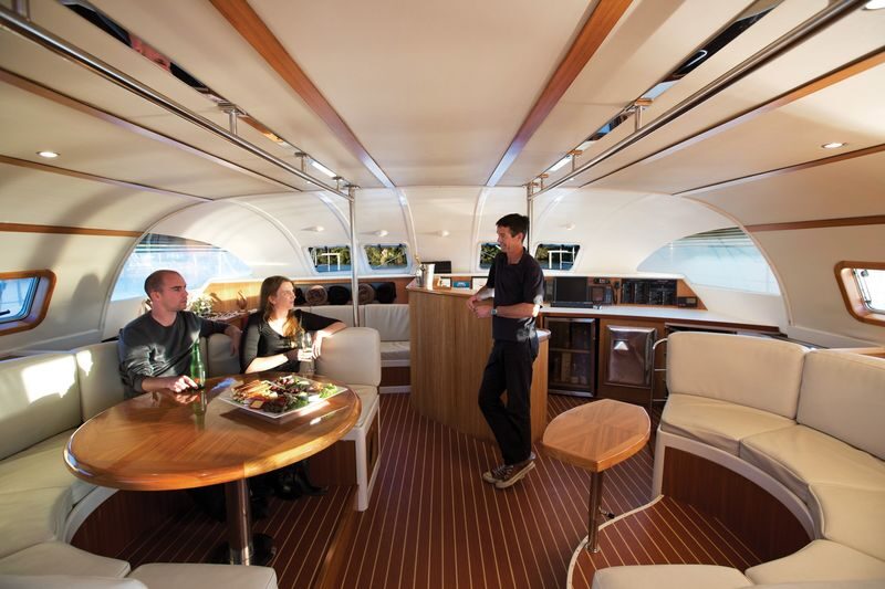 Maori Rock Carvings Taupo - Luxury Sailing Catamaran Tiua - Room to relax aboard Tiua