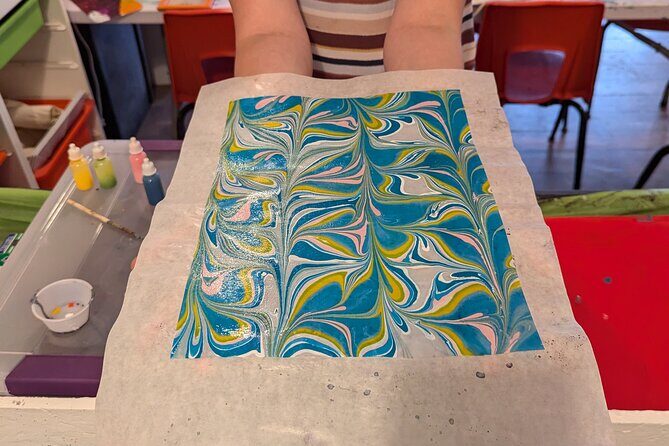 Marbled Silk Scarf, Trucker Hat, Sketchbook or 4 Pieces of Paper - A Closer Look at the Marbling Experience