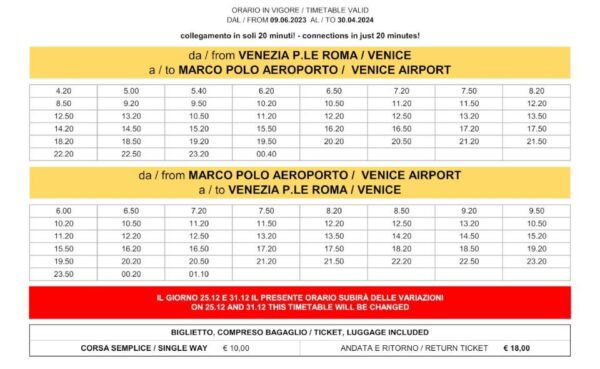 Marco Polo Airport: Bus Transfer To/From Venice City Center - Inclusions and Additional Benefits