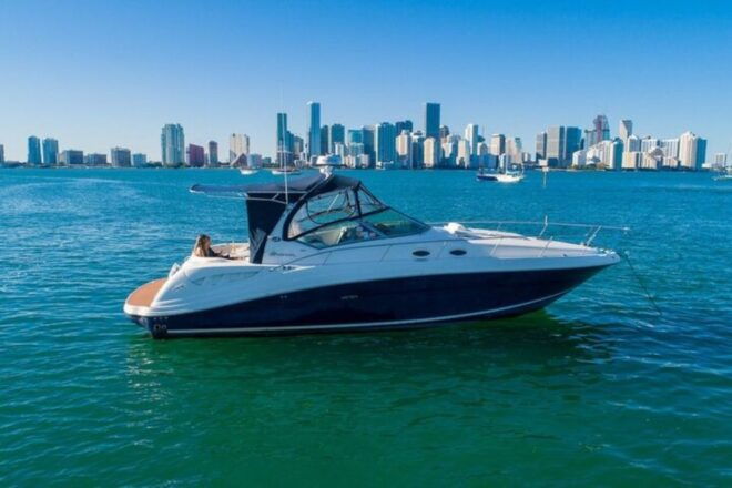 Miami: 34-Foot Sundancer Boat Rental - Relaxing and Enjoying the Beautiful Scenery