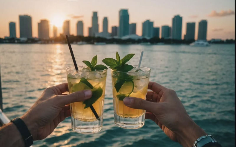 Miami skyline sunset cruise tour with mojito bar - Miami’s skyline takes center stage