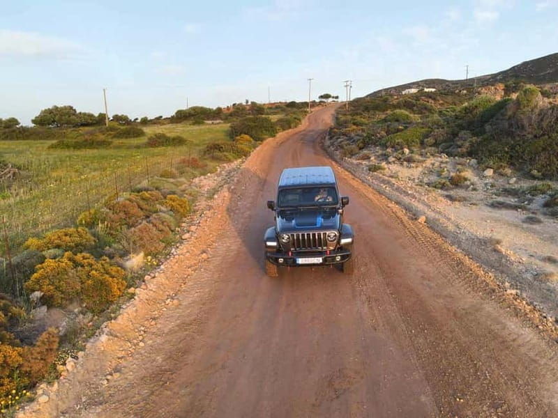 Milos: Jeep Safari Sunset Adventure with Wine and Snacks - The Itinerary in Detail