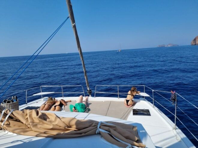 Milos: Kleftiko & Poliegos Catamaran Trip With Meal & Drinks - Full Description
