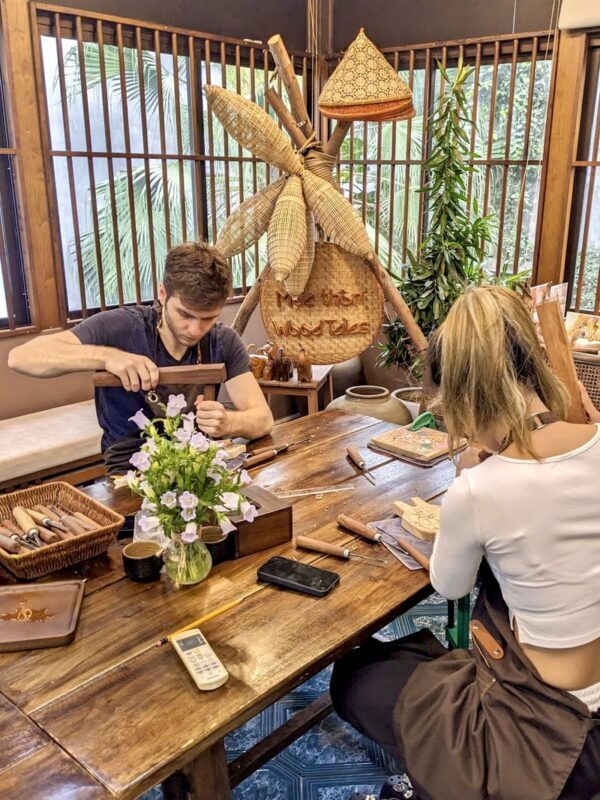 Moc Thon Hanoi: Wood Carving Workshop in a Tranquil Hidden Villa - Sketching, carving, and finding your own pace