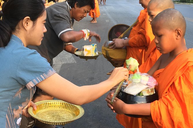 Morning Alms to Monks, Doi Suthep Temple, Hidden Temple & Chiang Mai City Views. - Alms Giving Ceremony