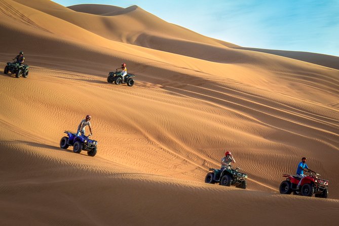 Morning Dubai Quad Bike With Sand Boarding and Camel Ride - Short Camel Ride
