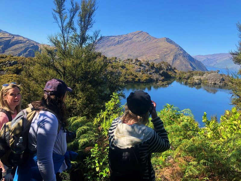 Mou Waho Island Cruise & Nature Walk Tour - Walking uphill to the summit lake