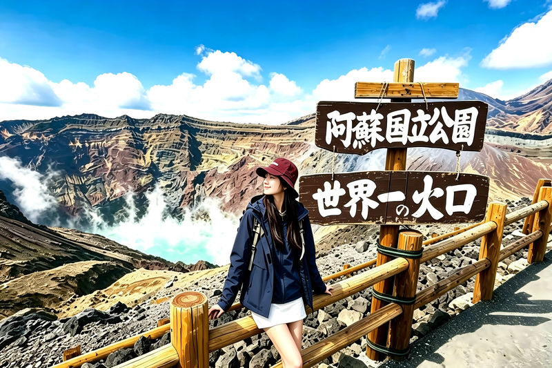Mount Aso Crater, Kusasenri, Kamishikimi Kumanoza Shrine, Kurokawa Onsen (Departing from Fukuoka/Kumamoto) - A full day from city streets to volcanic country