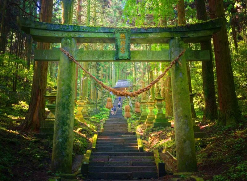 Mount Aso One-Day Tour in Kyushu: Kamishikimi Kumanoza Shrine, Kusasenri, Kurokawa Onsen (Departing from Fukuoka, includes Mount Aso shuttle bus, minimum 1 person to form a group) - Kamishikimi Kumanoimasu Shrine: a quiet start among cedar trees