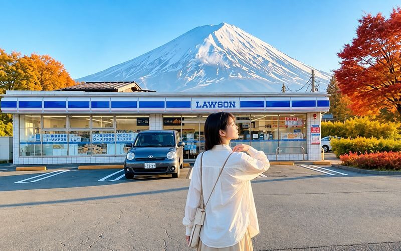 Mount Fuji 6 Major Attractions Day Trip: Popular Photo Spot Route, Multilingual Guide (Departing from Tokyo/Shinjuku) - Lawson: a familiar shop with Fuji in the frame