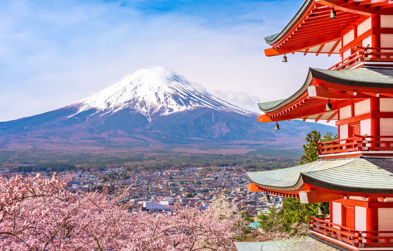 Mount Fuji Classic Day Tour: Arakurayama Sengen Park/5th Station & Lake Kawaguchiko for Cherry Blossoms in Spring and Autumn Leaves in Autumn. Round trip from Tokyo. Hotel pickup and drop-off can be added. (Chinese service) - A full day built around Fuji views