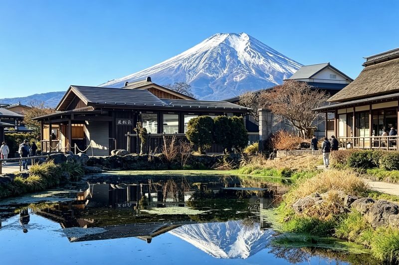 Mount Fuji Six Scenic Spots Instagrammable One-Day Tour (Optional Bus/Exquisite Small Group): Arakurayama Sengen Park-Hikawa Clock Shop-Lake Kawaguchiko-Oshino Hakkai-Lake Yamanakako (Departing from Tokyo) - Hikawa Clock Shop frames Fuji down a Japanese street
