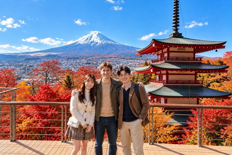 Mount Fuji Yamanakako Cycling & Lake Kawaguchi & Arakurayama Sengen Park & Nikawa Tokeiten Day Tour - Hikawa Clock Shop: Fuji over a Japanese-style street