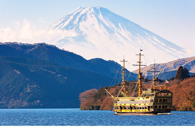 Mt. Fuji, Hakone Ropeway, Lake Ashi, Owakudani day tour - Hakone Shrine and the red gate on Lake Ashi