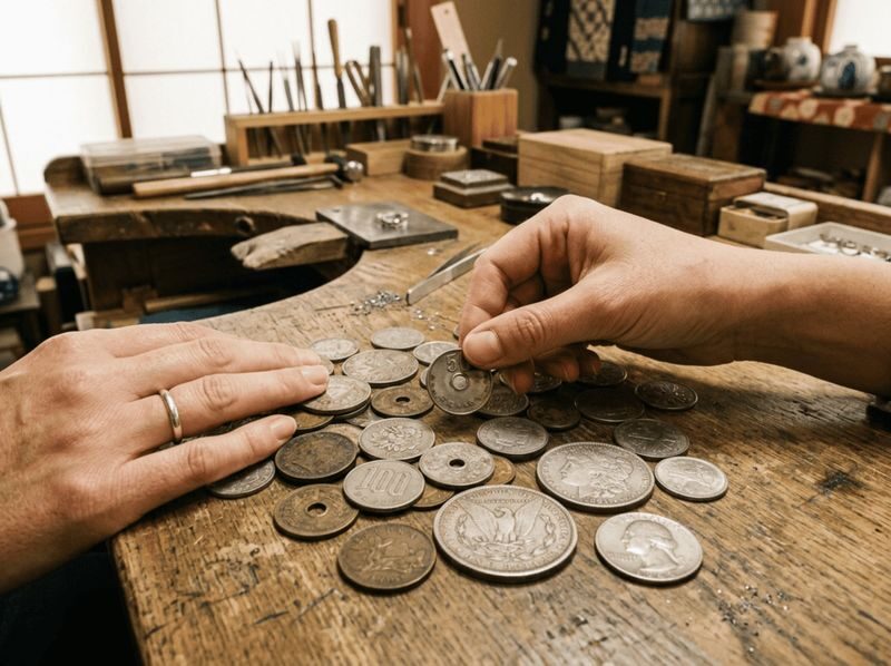 Musubi Coin Ring:: Craft a Vintage Coin Ring in Kyoto - Turning a coin into a Kyoto keepsake
