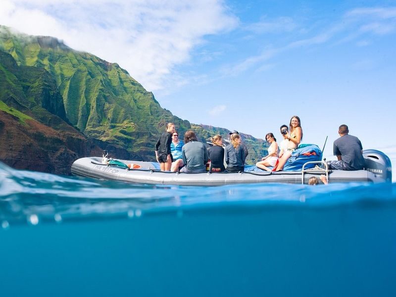 Na Pali Raft Adventure in Hawaii - The Na Pali Coast, close to the water