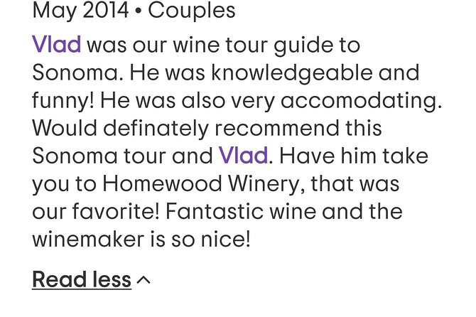 Napa and Sonoma VIP Private Tour - Tour Highlights