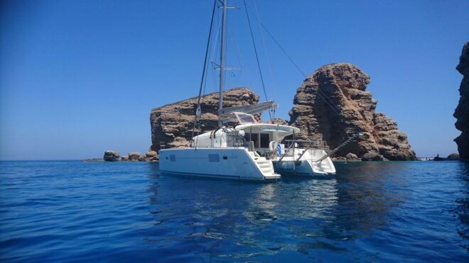 Naxos: Catamaran Cruise With Swim Stops, Food, and Drinks - Full Description