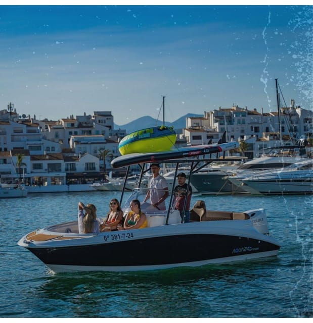 New Boat Trip in Puerto Banús With Friends, Family. Dolphins - Boat Features and Relaxation
