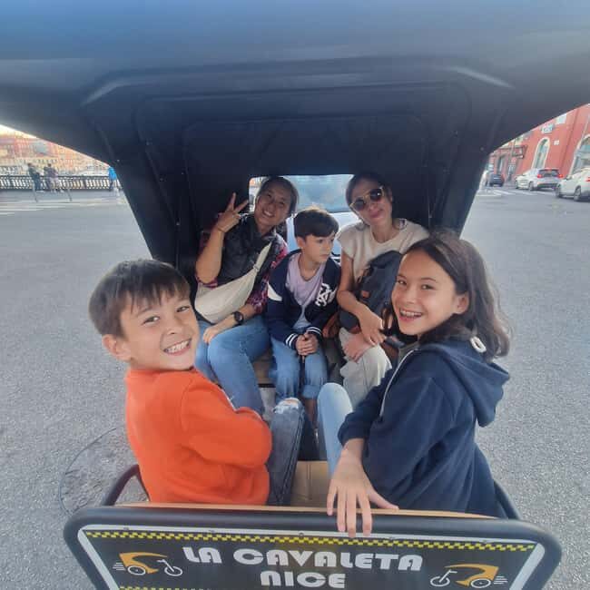 Nice: Family city tour by bicycle Electric cab (4 comfort seats) - Frequently Asked Questions