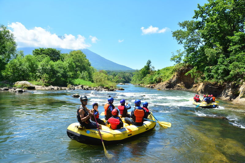Niseko Hanazono Resort (Kutchan) Ezo Fuji Mt. Yotei Rafting - Paddling beneath Ezo Fuji
