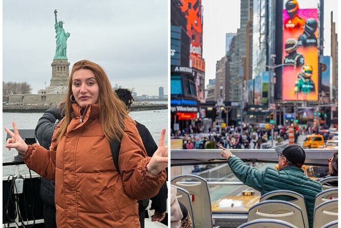 NYC Night Bus Sightseeing Tour with Free Statue of Liberty Cruise - Itinerary Breakdown