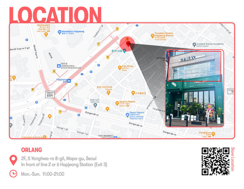OLRANG Hongdae: K-Pop Idol Hair Styling & Makeover Care - Finding the salon near Hapjeong Station