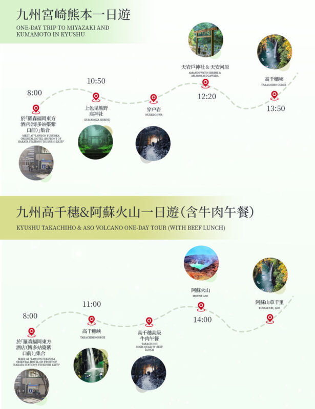 One-Day Kyushu Miyazaki Tour | Takachiho Gorge & Kamishikimi Kumanoimasu Shrine or Upgrade to Boat Ride & Mount Aso | Departs from Fukuoka - A long road from Fukuoka to Miyazaki