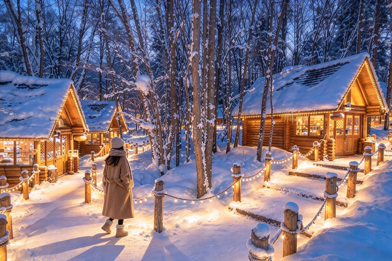 Optional Snowmobile | Hokkaido Winter Day Tour | Asahiyama Zoo Penguin Walk & Ningle Terrace Illumination | Multiple Routes Available - A full day in Biei and Furano