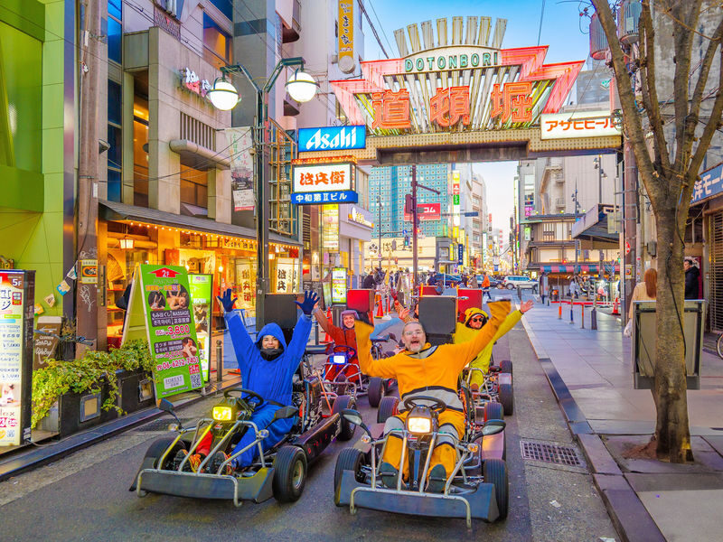 Osaka Go Karting Experience by Akiba Kart - Setting off near Tsutenkaku