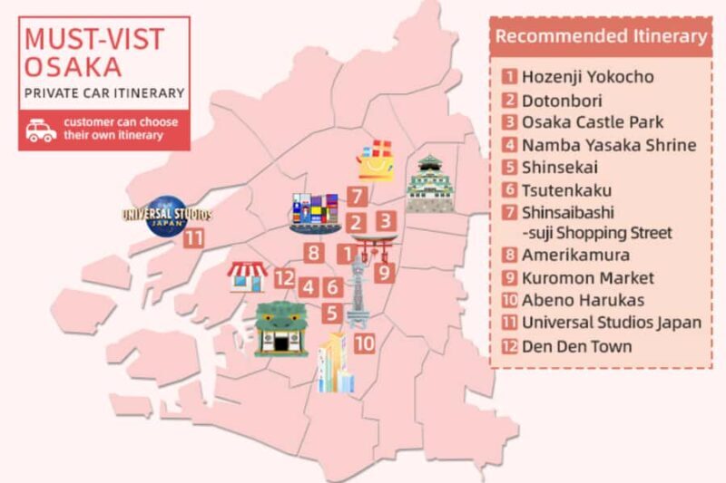 Osaka Private Customizable Sightseeing Tour with Chauffeur - Good To Know