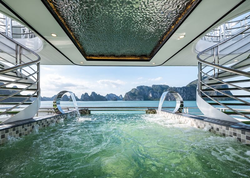 Otis Premium Day Cruise: Ha Long Bay, Sung Sot, Ti Top - The sundeck sunset party