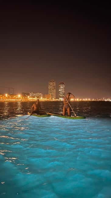 Paddle surf at night with light & drink -photos &videos - An In-Depth Look at the Barcelona Night Paddle Surf Experience