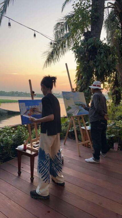 Painting by the River - Kalanan Riverside Resort - Instruction and Guidance