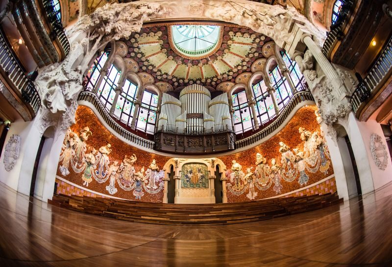 Palau de la Musica Catalana Entry Ticket in Barcelona - Looking up in the main auditorium