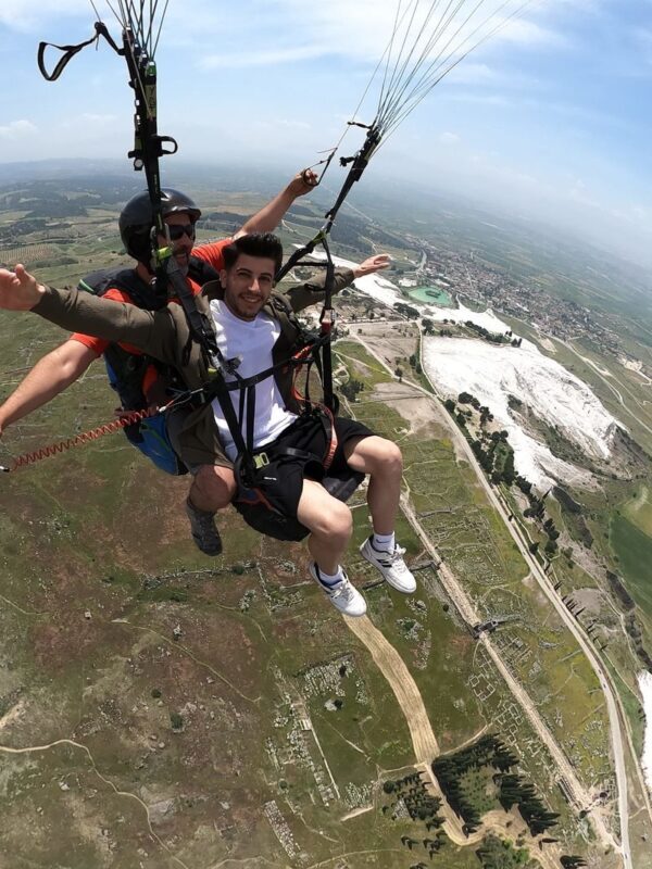 Pamukkale Paragliding Experience with Hotel Transfer - Pamukkale from the air: terraces, ruins, and open sky