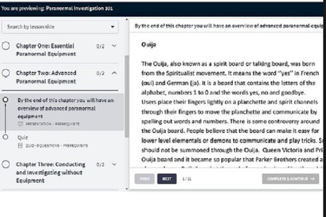 Paranormal Investigation 101: Online Course - Course Inclusions