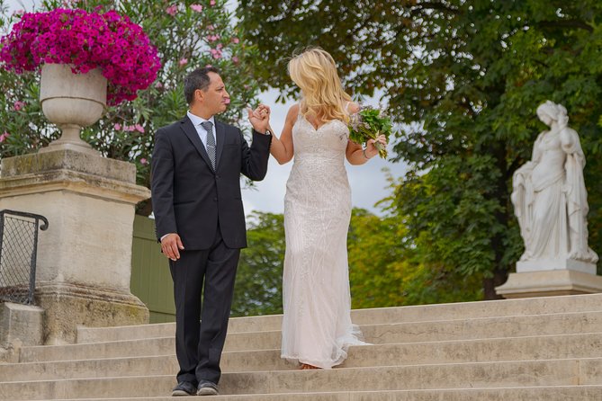 Paris Luxembourg Garden Wedding Vows Renewal Ceremony With Photo Shoot - Same-Day Delivery of 25 Touched-Up Photos