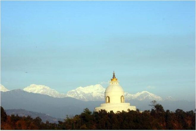 Pokhara: Peace Pagoda Sunset,Annapurna Himalayan Range Views - Symbol of Peace and Harmony