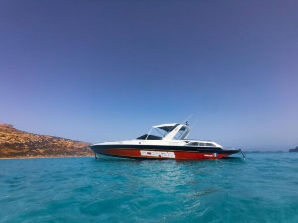 Power Boat to Menies,Chironisia & Thodorou Island Half Day - First Stop: Anc. Diktynnas Private Pebbled Beach Menies