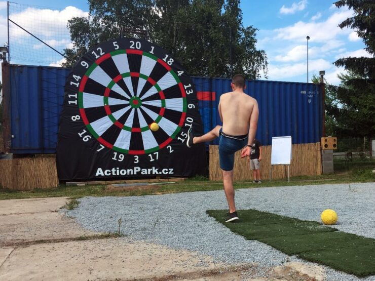 Prague: Giant Football Darts Game With Round of Beers & BBQ - Booking and Logistics
