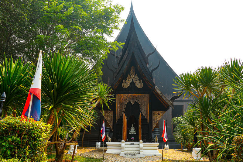 Private Black House, White Temple and Blue Temple Trip by TTD Global - Wat Rong Suea Ten: a blue interior and white Buddha