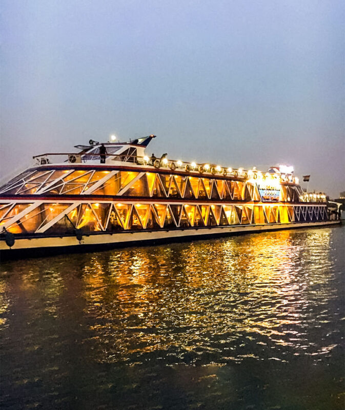 Private Cairo Sunset Dinner Cruise on the Nile - Cairo by night, seen from the river