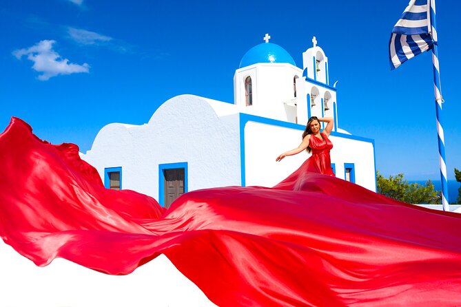 Private Flying Dress Photoshoot in Santorini - The Sum Up