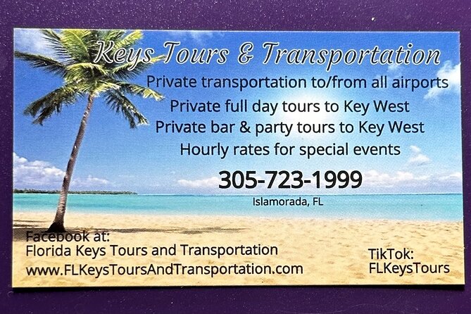 Private One Way Airport Shuttle Miami/Islamorada/Key Largo - Pick-up and Drop-off Locations