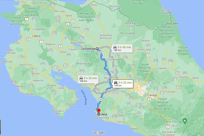 Private Shuttle From La Fortuna to Jacó Beach - Booking Information